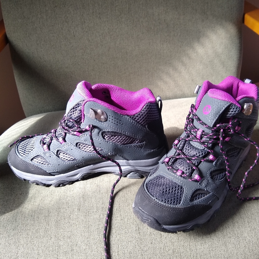 Gray and Purple Hiking Boots